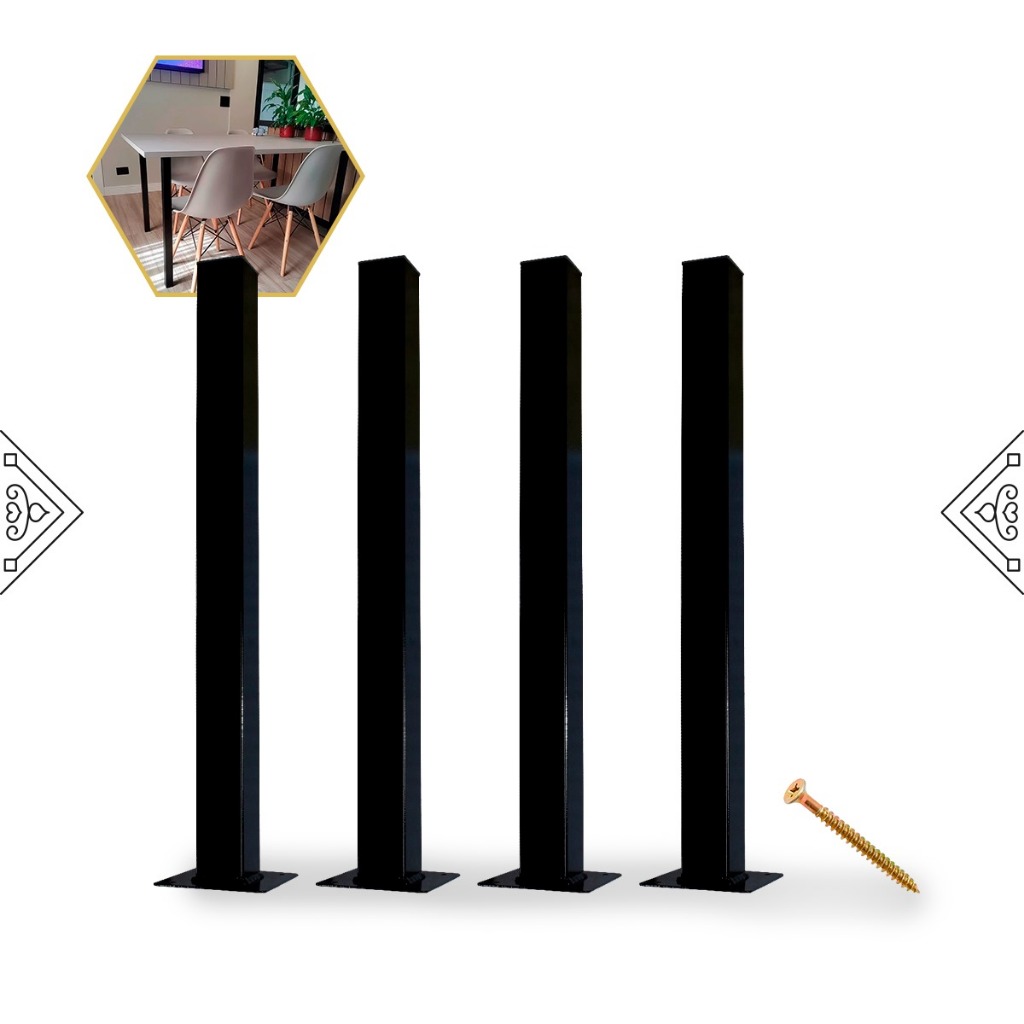 4 Pé Para Móveis Tubo Quadrado 75cm Modelo Cannes Slin Pernas Para Mesas Bares Restaurante Bistrô Cozinha Área De Lazer