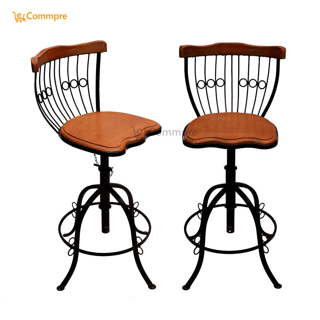 Kit Banqueta 2 Unidades Modelo Bistrô Rústico Ferro e Madeira  Para Pub / Bar / Lanchonete Oferta Especial