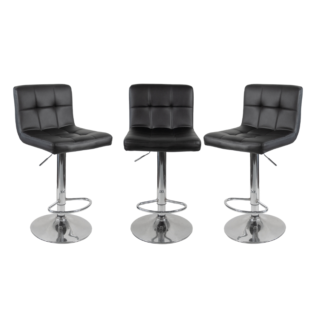 Kit 3 Banqueta Gomos para Cozinha Bar Bancada balcão Americano em Material Sintético 3-35 Preto