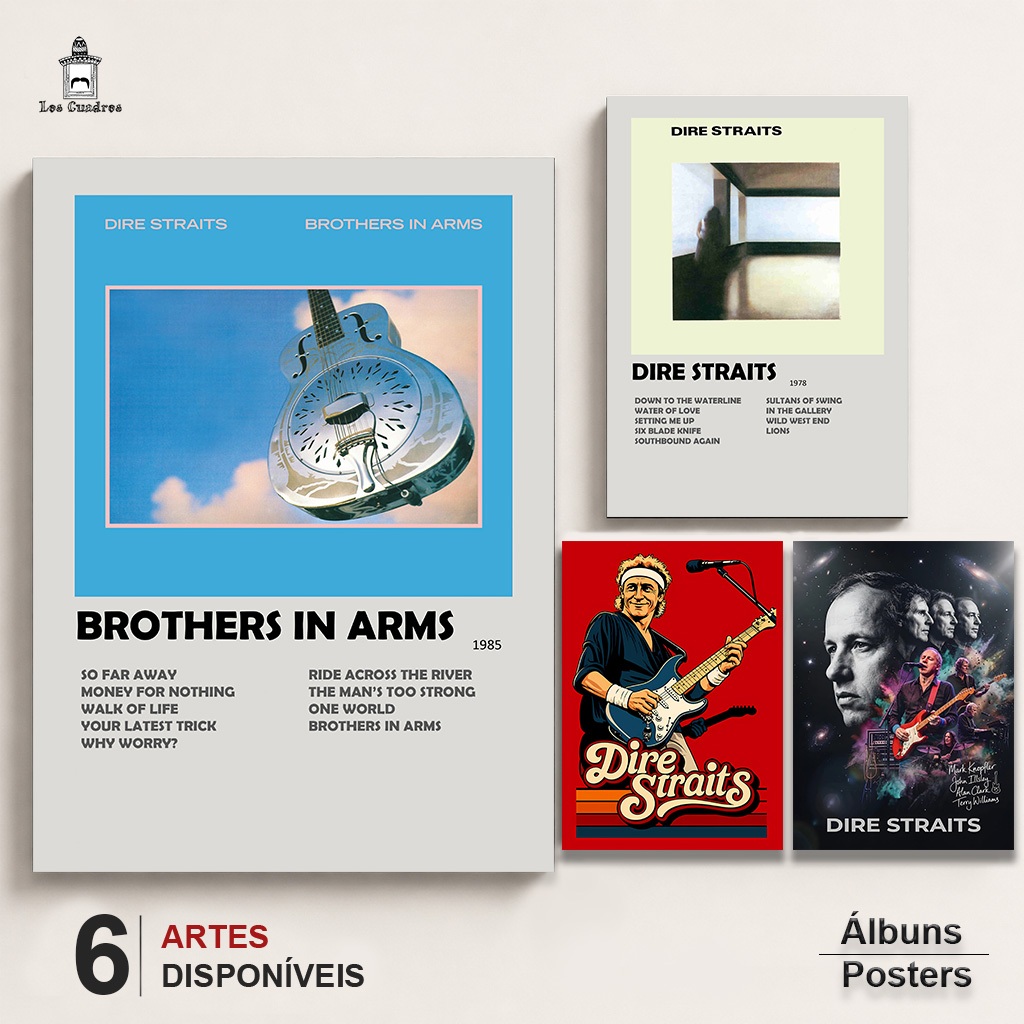 Quadro Placa Decorativa Dire Straits Brothers In Arms em MDF 28x20cm