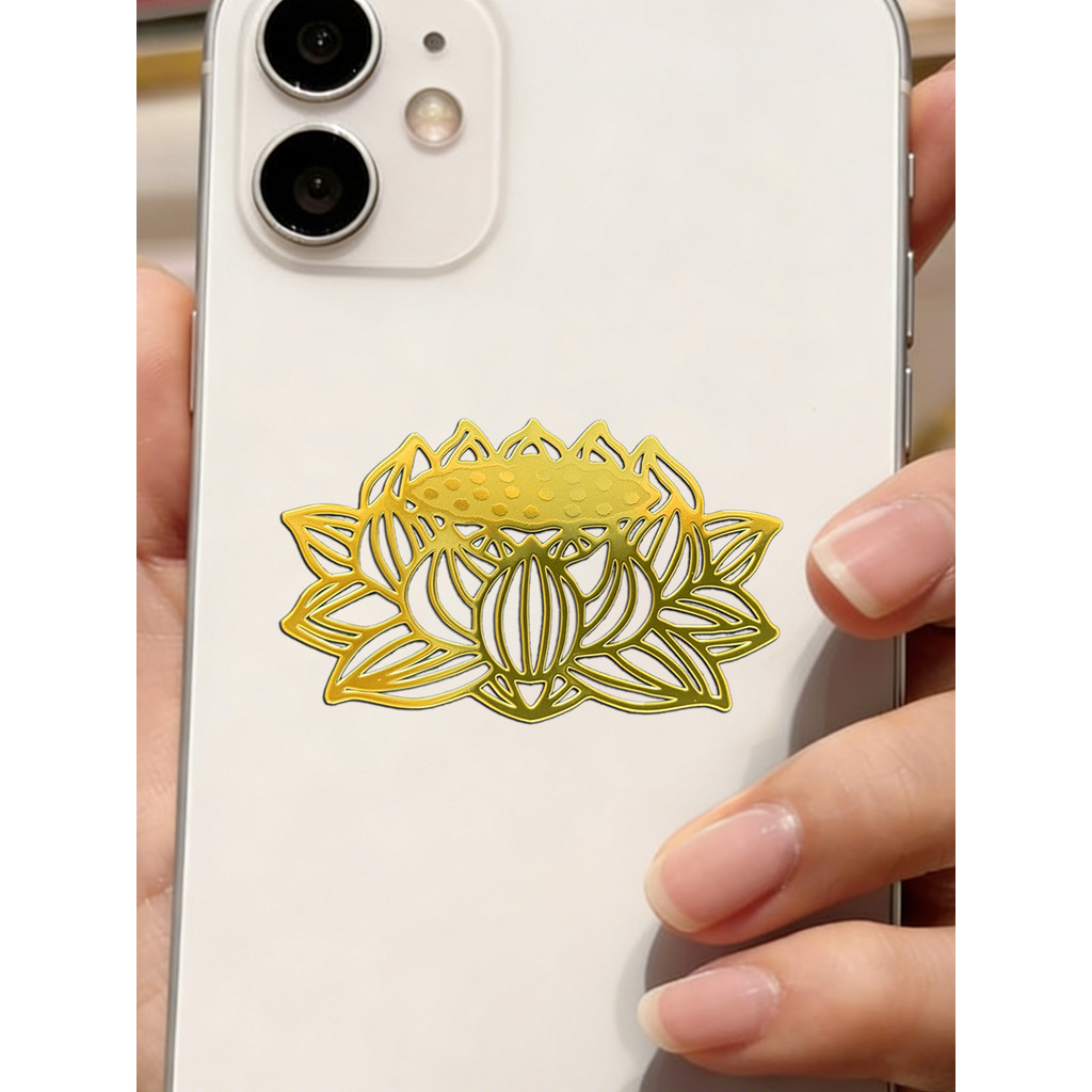 Adesivo de Metal banhado a ouro de lótus para celular Adesivo traseiro Adesivo de computador Adesivo de decoração de arm
