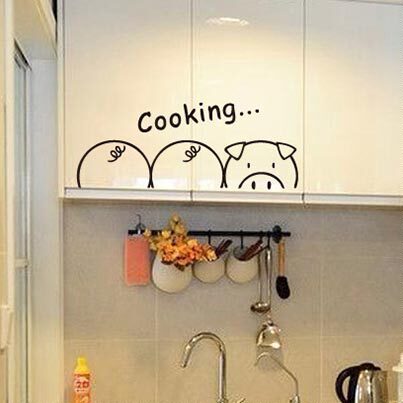 Bonito Piggy adesivos de parede telha adesivos cozinha à prova dwaterproof água restaurante fundo decoração adesivos arm