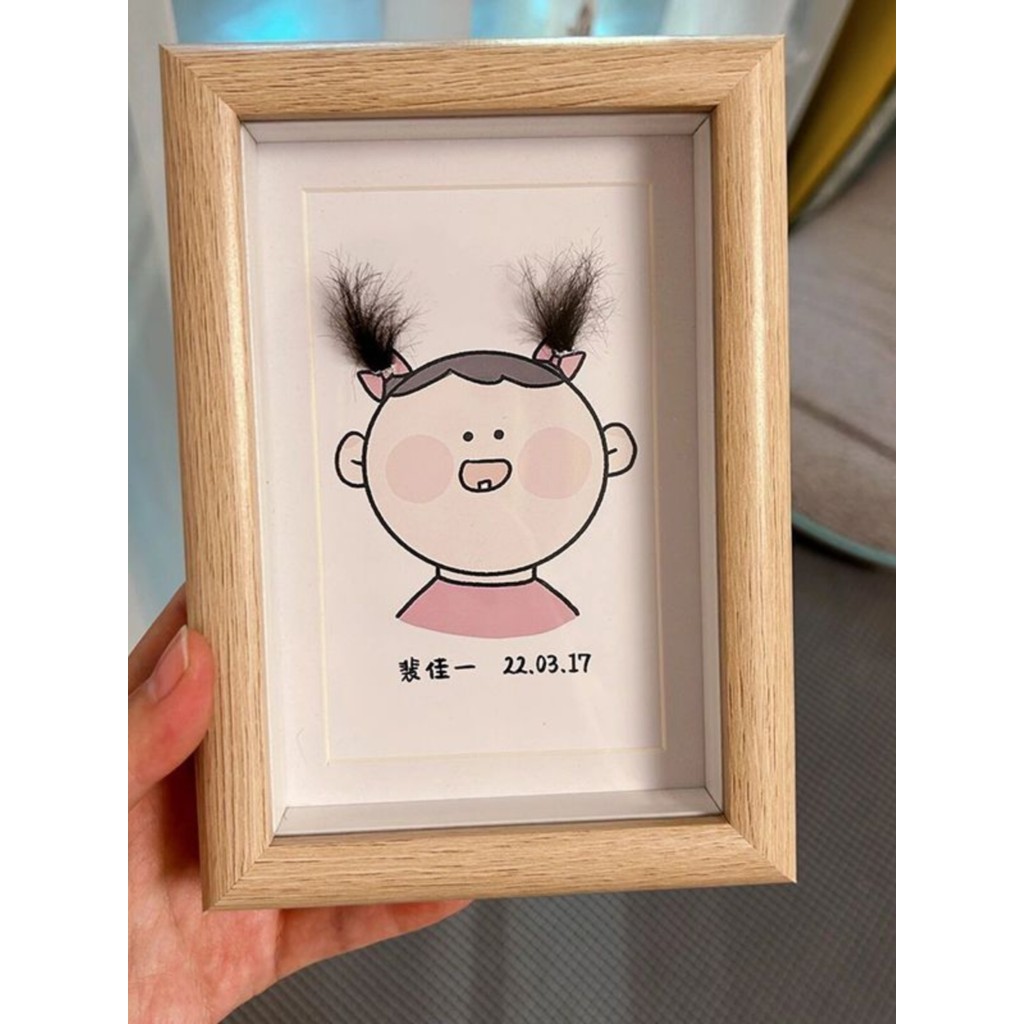 Bebê lanugo moldura de foto bebê recém-nascido lanugo coleção lembranças mesa balanço preservação produção diy caixa arm