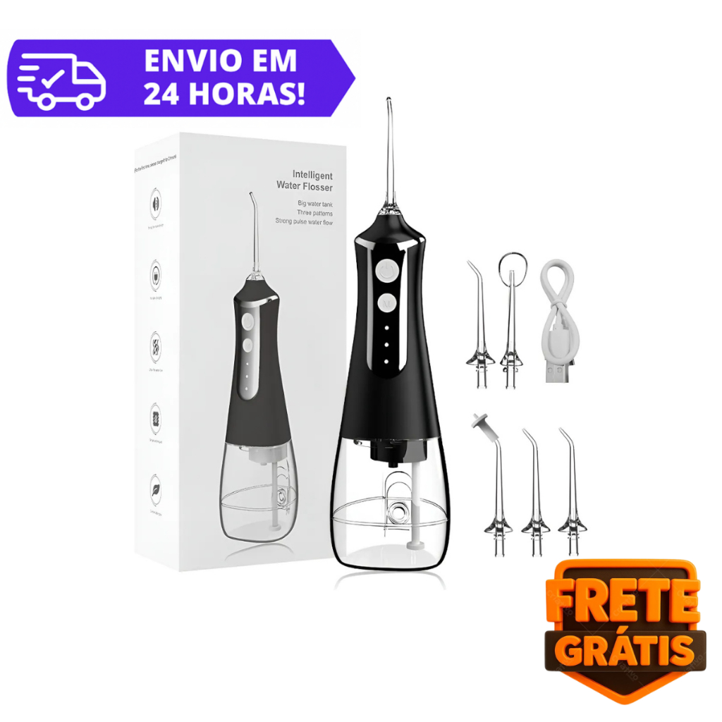 Irrigador Oral Bucal Portátil L10 Smart para Viagem Transporte 300ml 5 Modos de Limpeza para Dentes