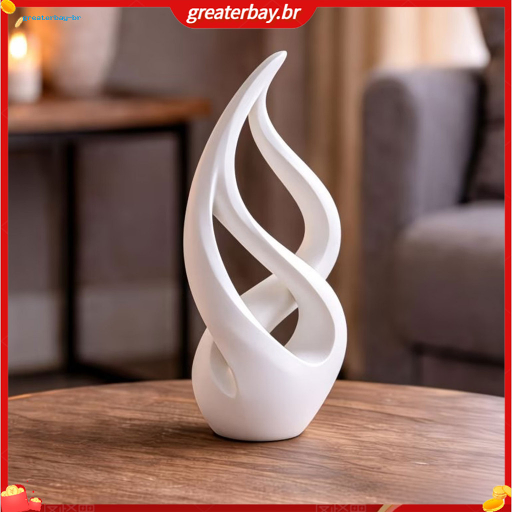 Matte White 3d Printed Abstract Sculpture – Modern Minimalist Art Decor for Home Office Living Room Smooth Lines Statu