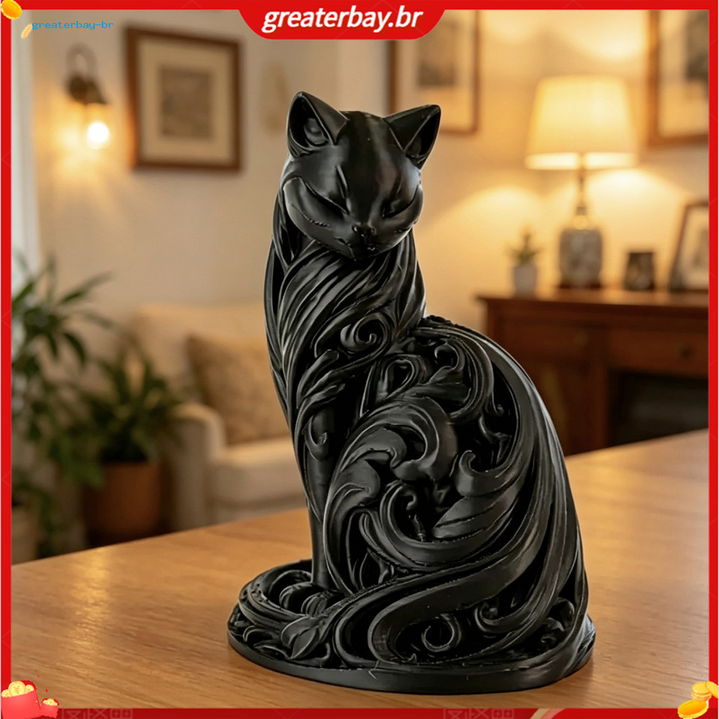 Minimalist Elegant 3d Printed Cat Statue Modern Feline Figurine for Bedroom Living Room Office Desk Decor Perfect Gift f