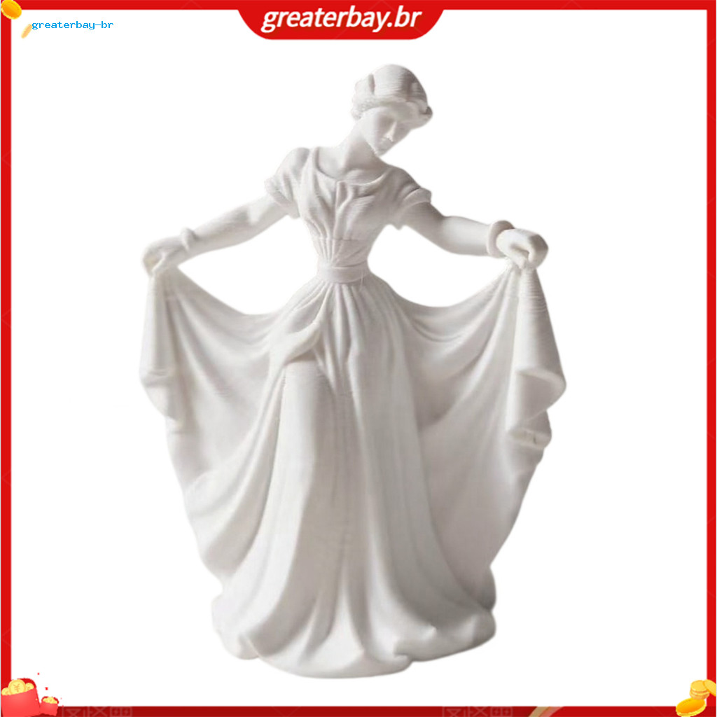 Elegant 3d Printed Dance Girl Figurine – Modern Minimalist Flowing Dress Sculpture Pla Art for Home Decor Office Study