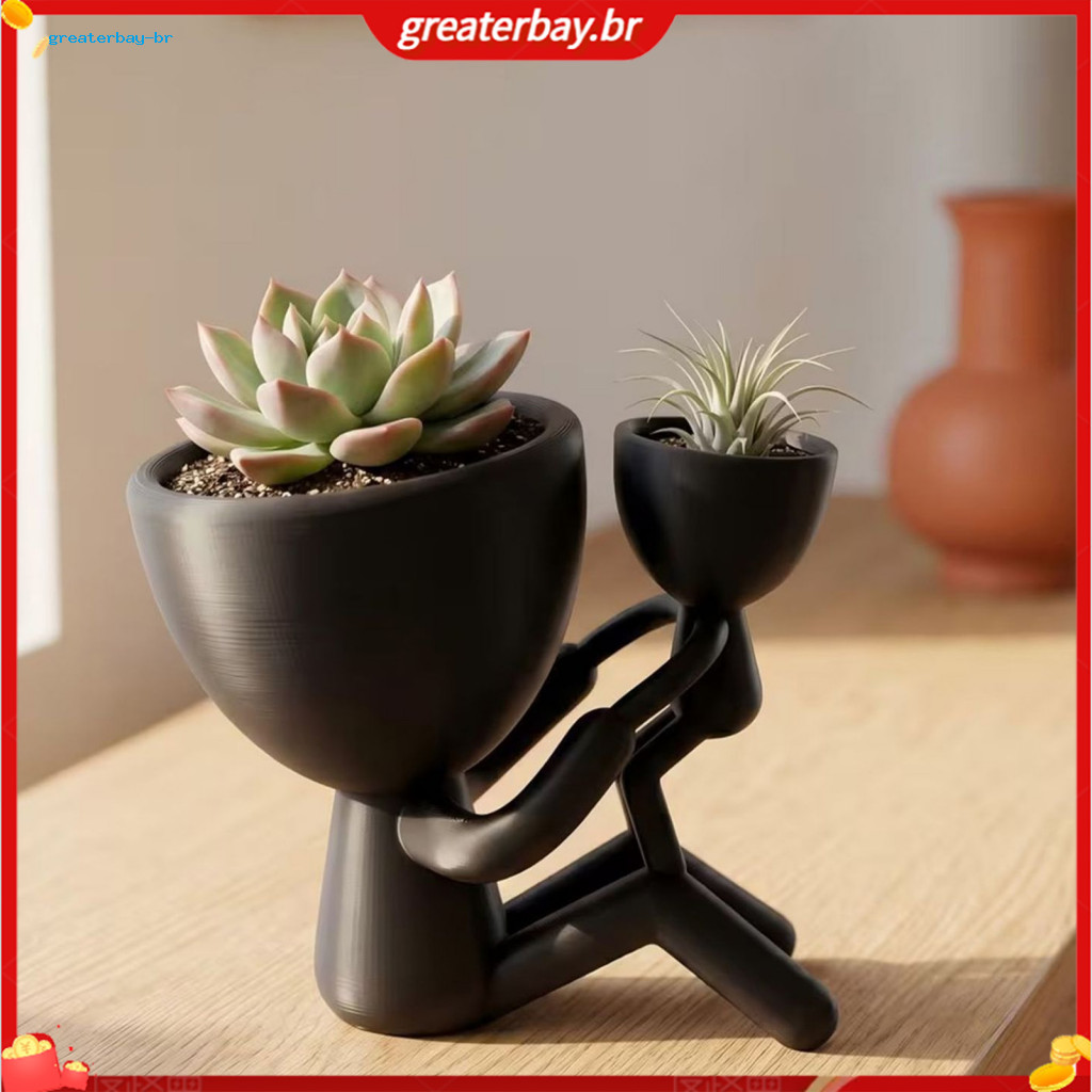 Modern 3d Printed Mother and Child Embracing Planter – Minimalist Dual Succulent Pots Sculptural Desktop Plant Holder