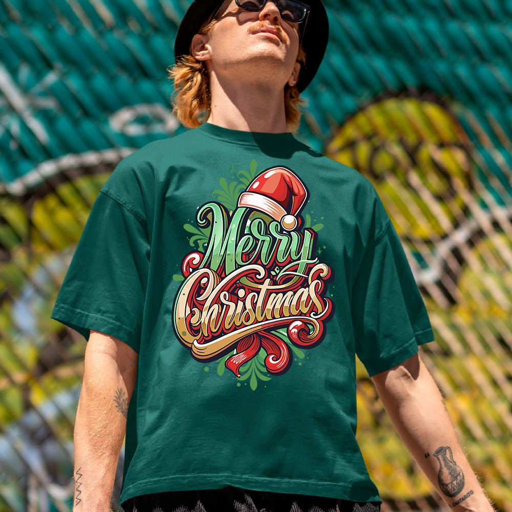 Camisa Camiseta Basica de natal merry christmas  em algodao Unissex retro