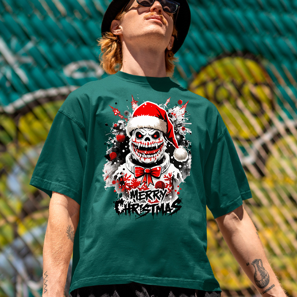 Camisa Camiseta Basica de natal merry christmas snowball Dark vintage em algodao Unissex retro