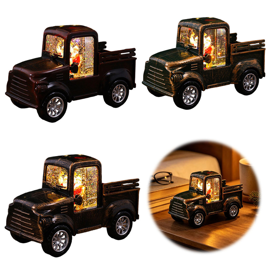 Shenhua Retro Christmas Pickup Truck Night Light Com Lanterna De Neve , Lâmpada LED Decorativa Operada Para Quarto De Ca