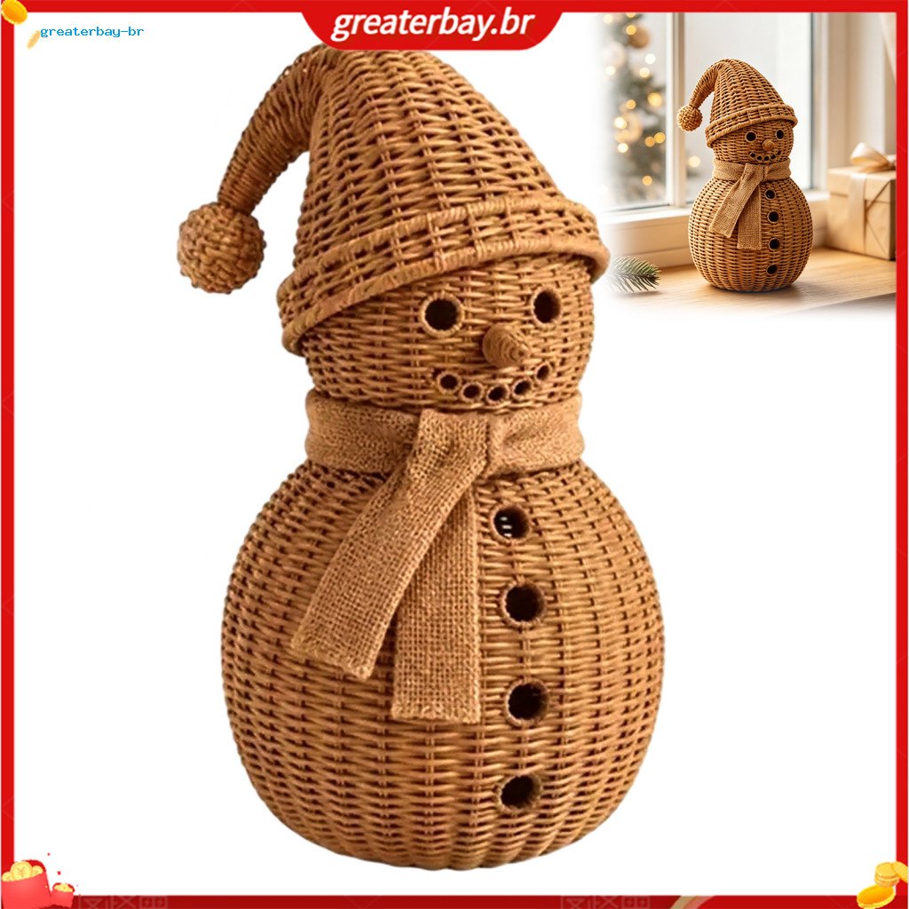 Christmas Snowman Ornament for Tabletop Decor Retro Resin Figurine with Knitted Texture Perfect Winter Fireplace Shelf a