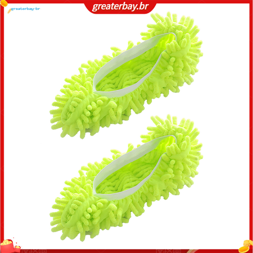 2pcs Chenille Mopping Shoe Covers – Reusable Washable Microfiber Dust Mop Slippers with Adjustable Elastic Easy Floor