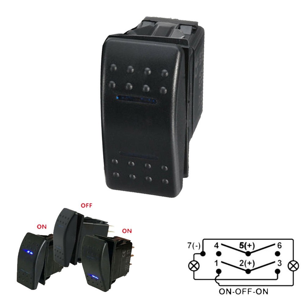 { dedelucky } 7Pin DPDT ON-OFF-Para 2 LED Rocker Switch Car Truck Marine 12/24V