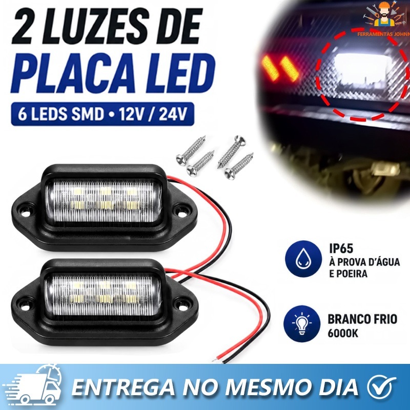 2 Luz De Placa Carro 6 Leds Caminhão Carretinha 12v 24v Taillight Boat Truck Trailer Lâmpadas Caminhão SUV RV Acessórios