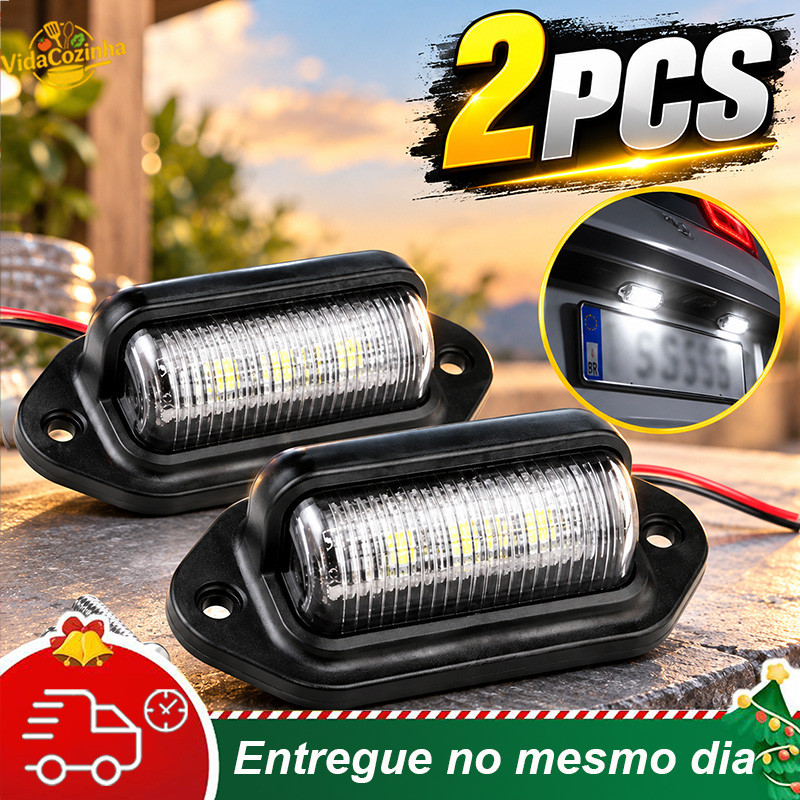Luz de placa de veículo (6 LEDS, 12V/24V), adequada para caminhões, reboques, SUV e barcos