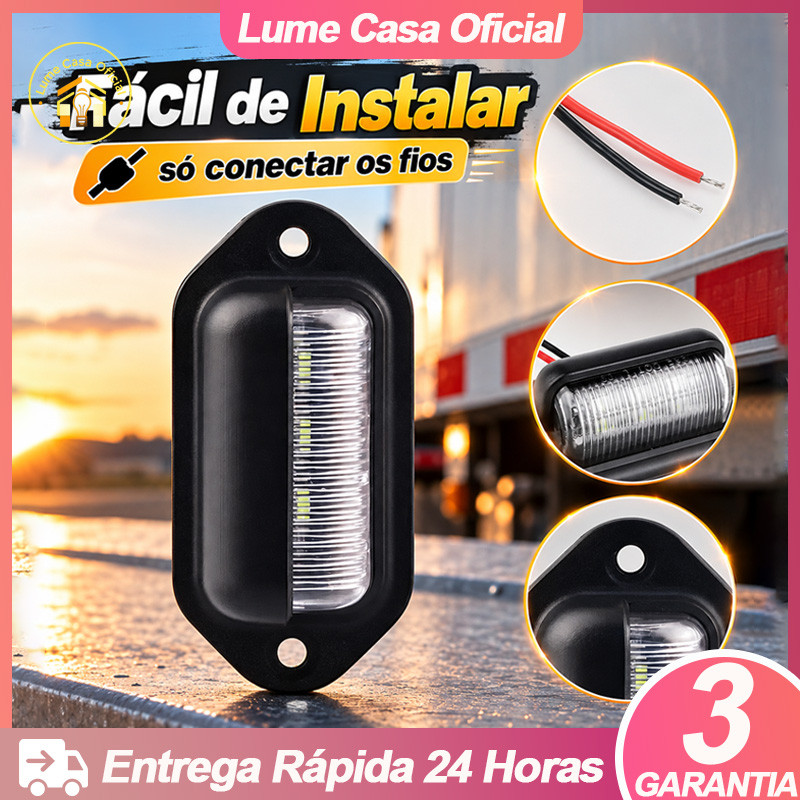 Par/Unidade de Luz de Placa LED para Caminhão, Reboque, SUV e Barco (12V/24V, 6 LEDs)