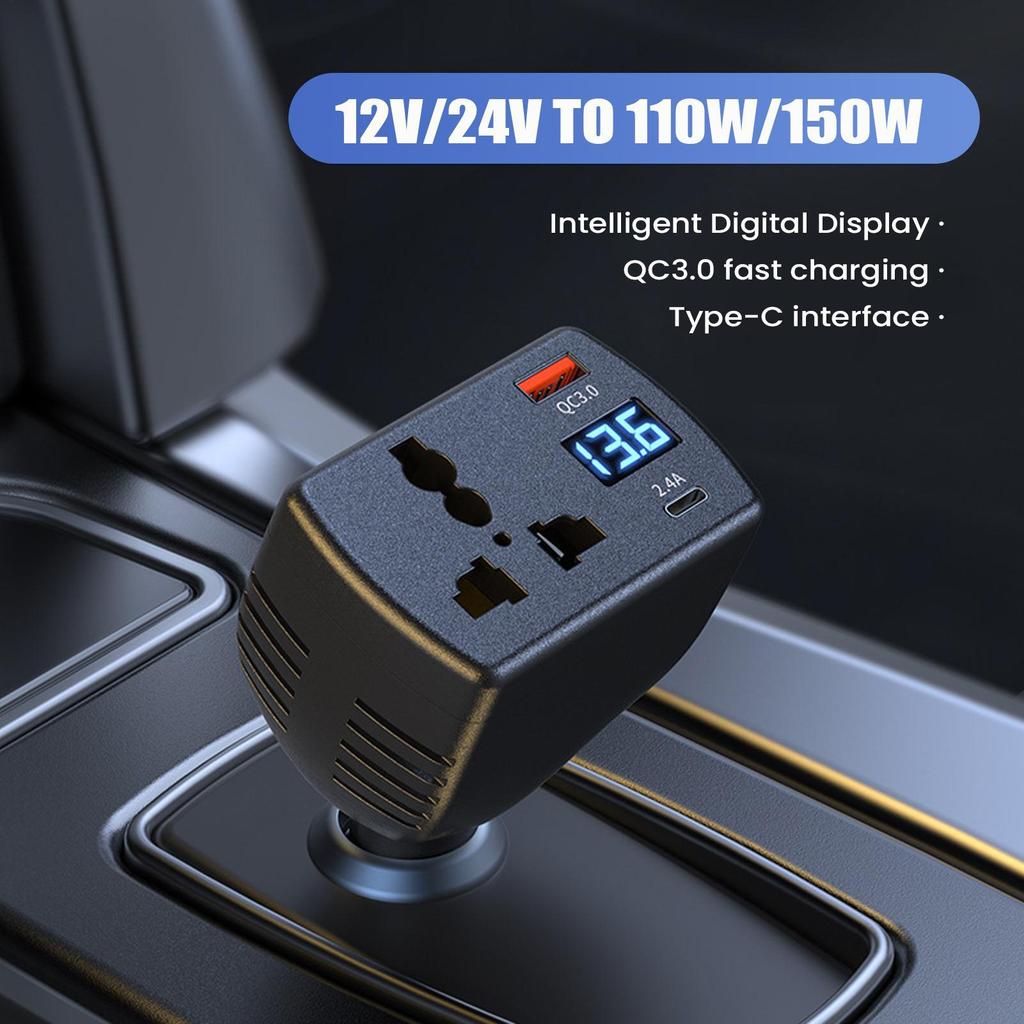 Adaptador De Tomada Para Carro , 150W , DC , 12V AC 220V , Display Digital , Inversor , Energia Caminhão , Suv , Rv , Ba