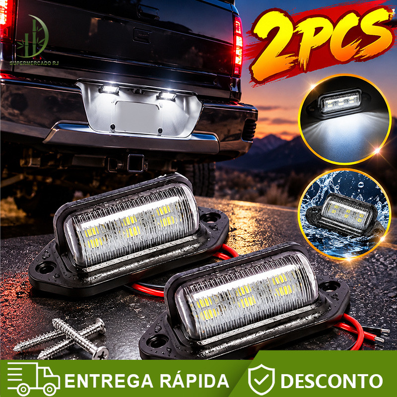 Luz de Placa 6 LEDs 12V 24V 2Pcs Taillight Boat Truck Trailer Lâmpadas Caminhão SUV RV Acessórios