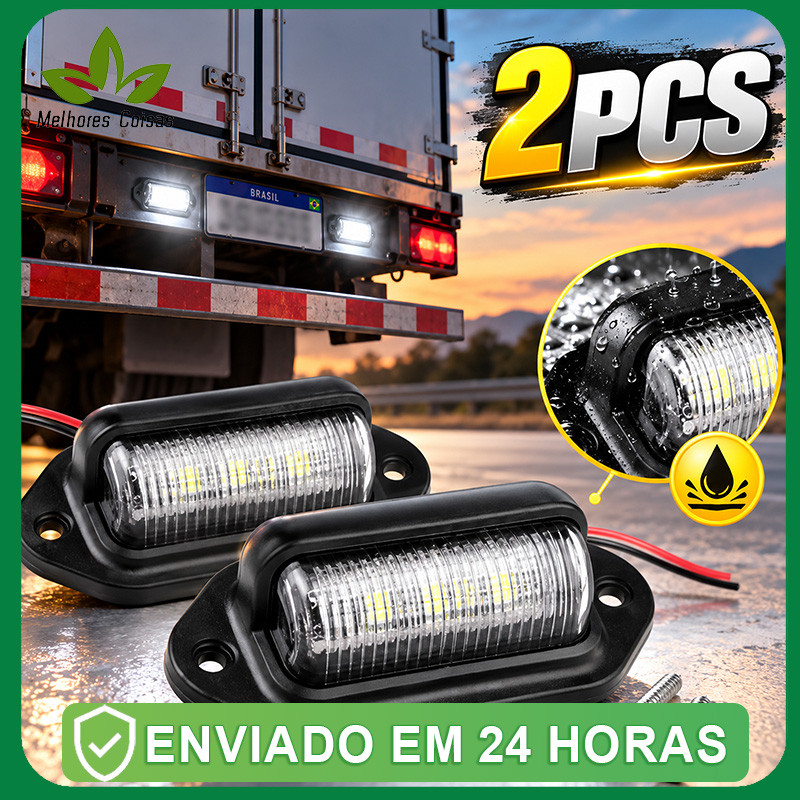License Plate Light 6 LEDs 12V 24V 2Pcs Taillight Boat Truck Trailer Lâmpadas Caminhão SUV RV Acessórios