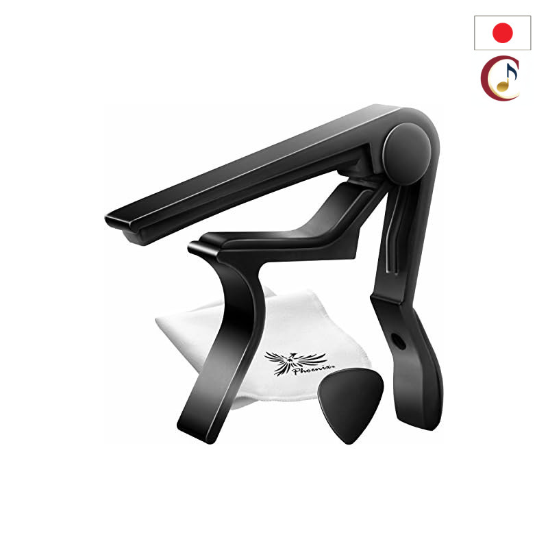 Phoenix One-Touch Guitar Capo [Type R] with Cleaning Fiber Cloth, 0.71 mm Teardrop Pick, and Manufacturer’s Warranty — 4