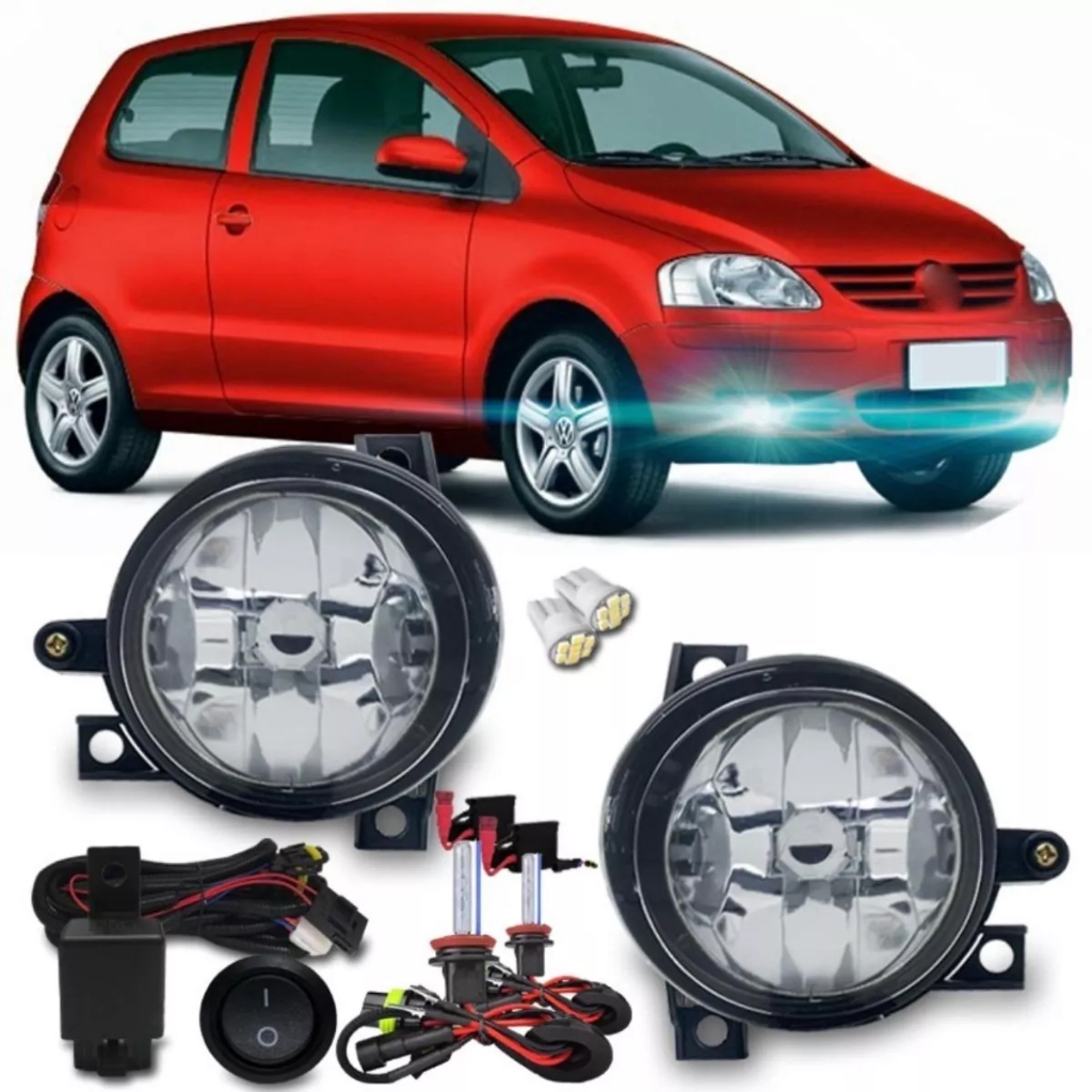 Kit Farol Milha Volkswagen Fox 2003 A 2009 Auxiliar + Xênon 8000k Azul Neblina Fox G1 City Plus Extreme