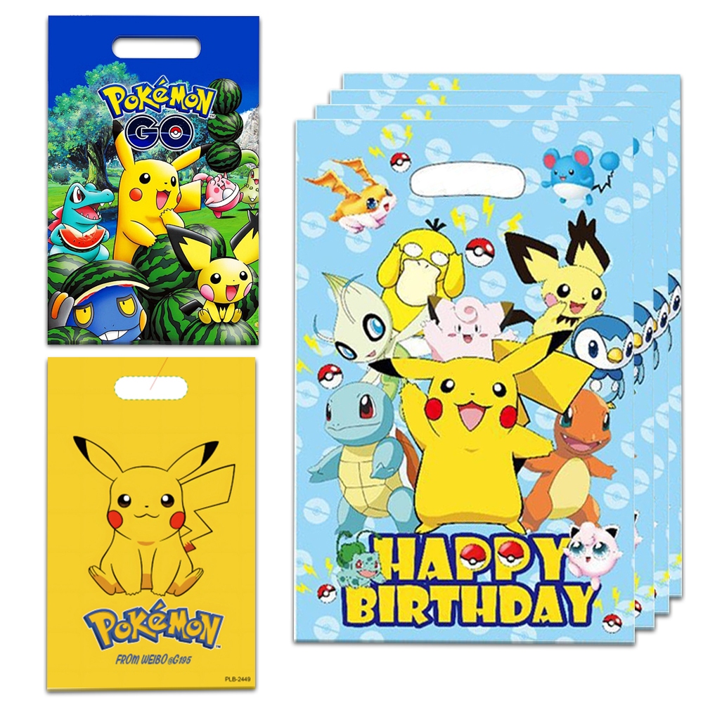 Monstros De Bolso Pikachu‌ Sacos De Plástico Para Festa Saque Pokémon Doces Presente Decoração De Aniversário Saco