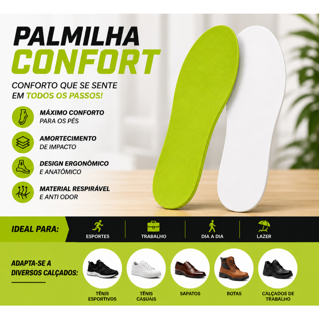 Palmilha Confort  – Conforto para o Dia a Dia