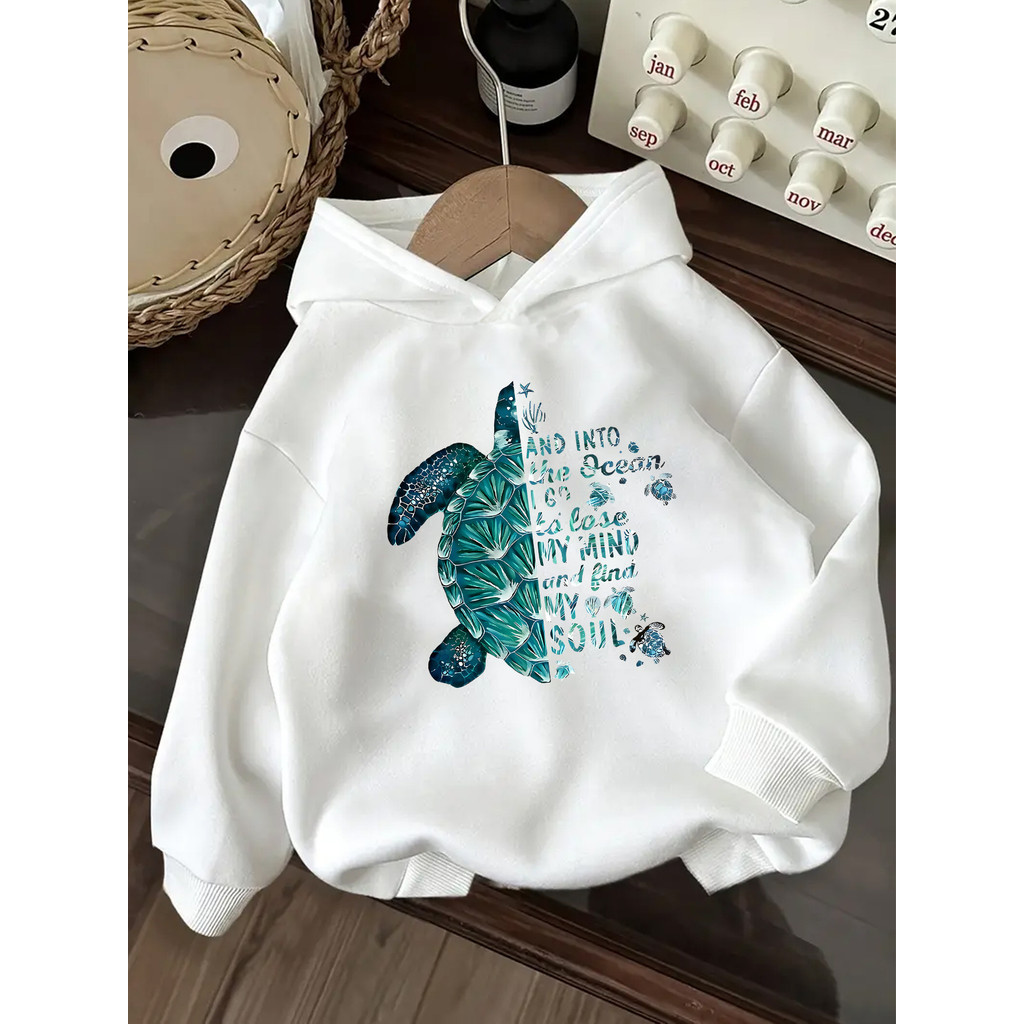 Blusa de Frio Moletom Capuz Casual Unissex Pulover  Design Elegante Tartaruga Unissex Lançamento Outono Inverno