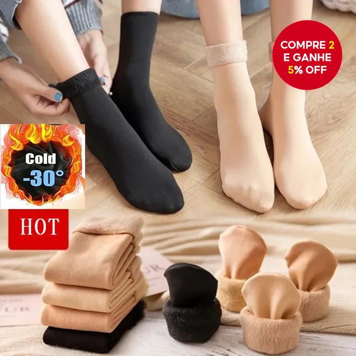 Meias Térmicas De Inverno Com Mistura De Caxemira Premium Sem Costura Grossas Para Homens E Mulheres Pretas Nuas