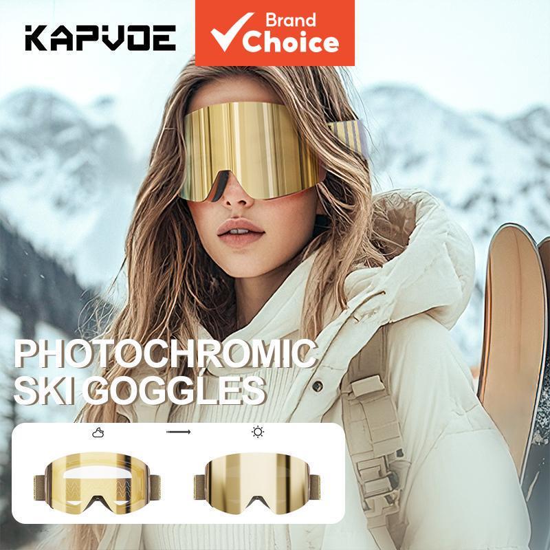 Óculos de Esqui Fotocromáticos KAPVOE, Antiembaçantes, Proteção UV400, Design Magnético sem Armação, Para Homens e