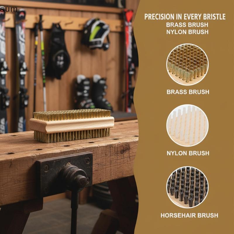 [sum] Conjunto De Escova De Cera De Esqui Para Limpeza De Snowboard Fácil De Usar Design Durável Manutenção Eficiente Es