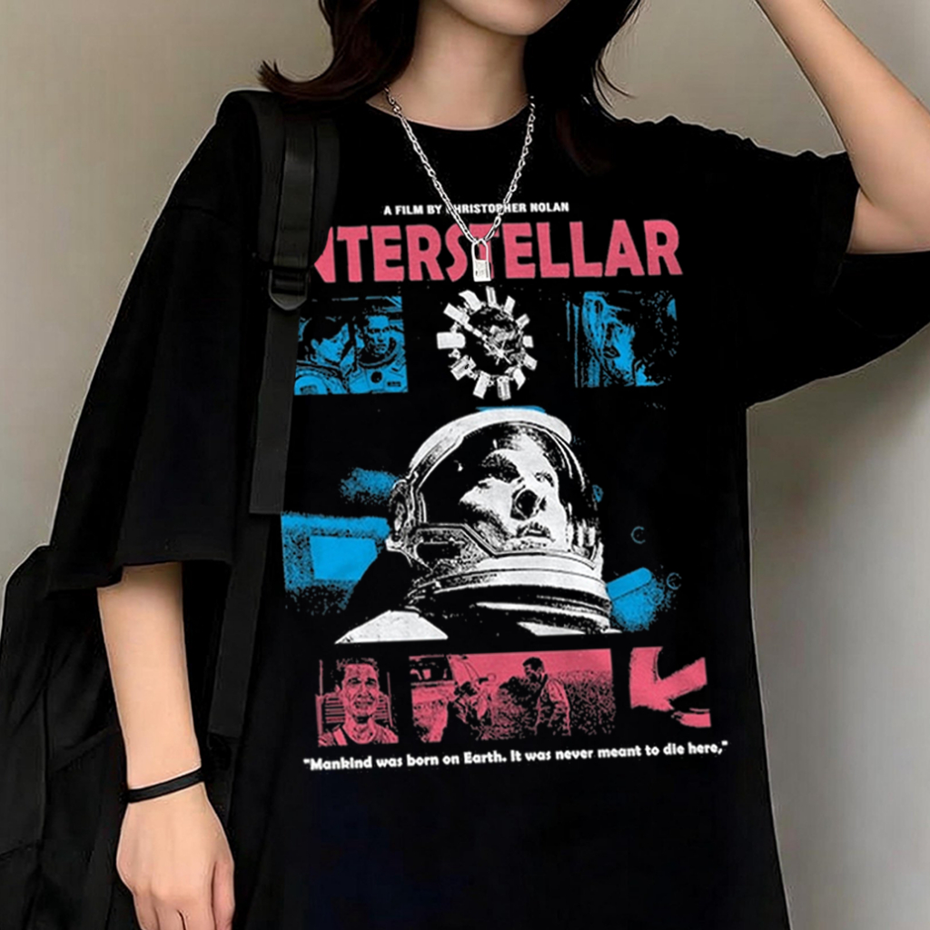 Camiseta Basica e OVERSIZED Interestelar Cooper Anne Space Earth Filme Vintage 90s Graphic Unissex