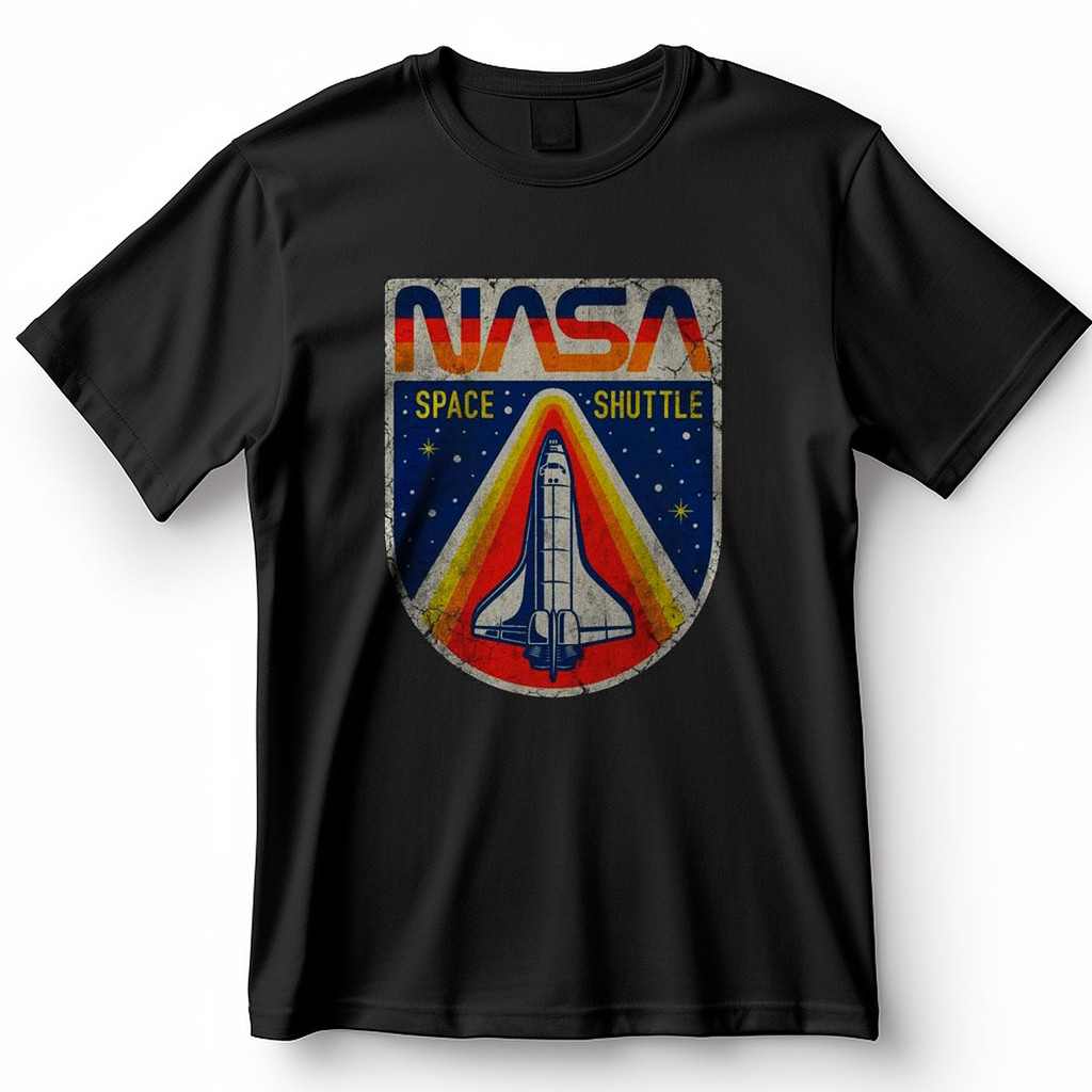 Camiseta NASA Space Shuttle Ônibus Espacial Vintage Retrô Blusa Camisa 100% Algodão