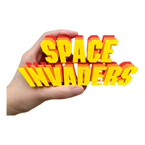 Space Invaders Logo 3d Geek Placa Game Retrô Vintage Atari M
