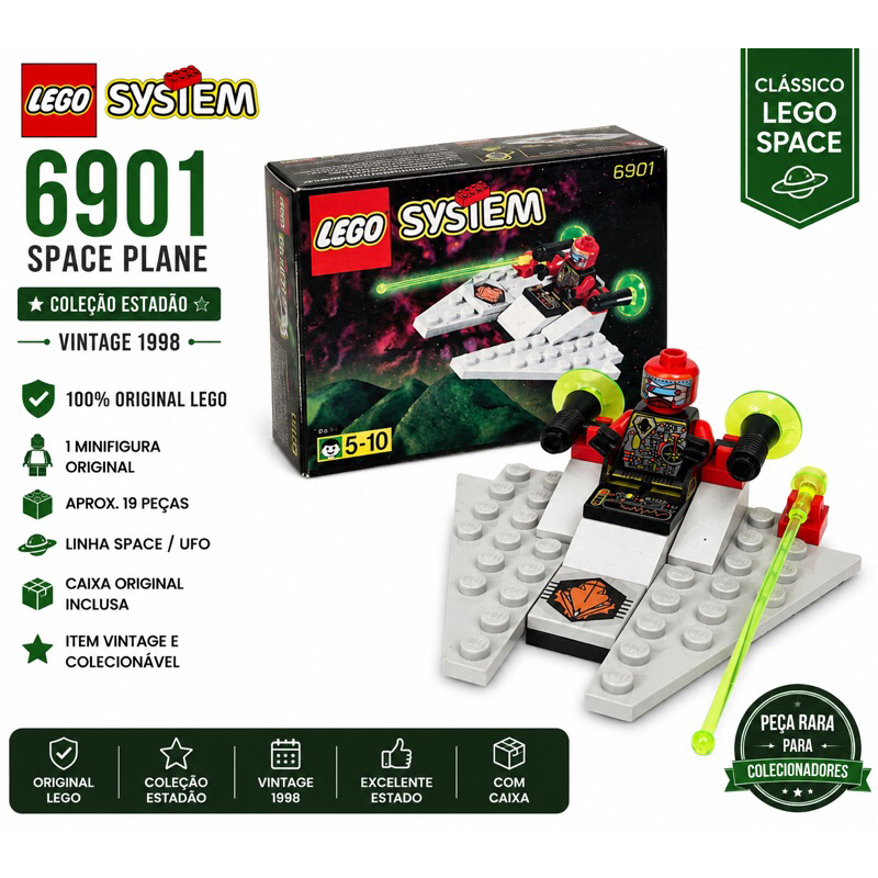 LEGO System 6901 Space Plane Vintage 1998 Original | Coleção Estadão | Raro Colecionável