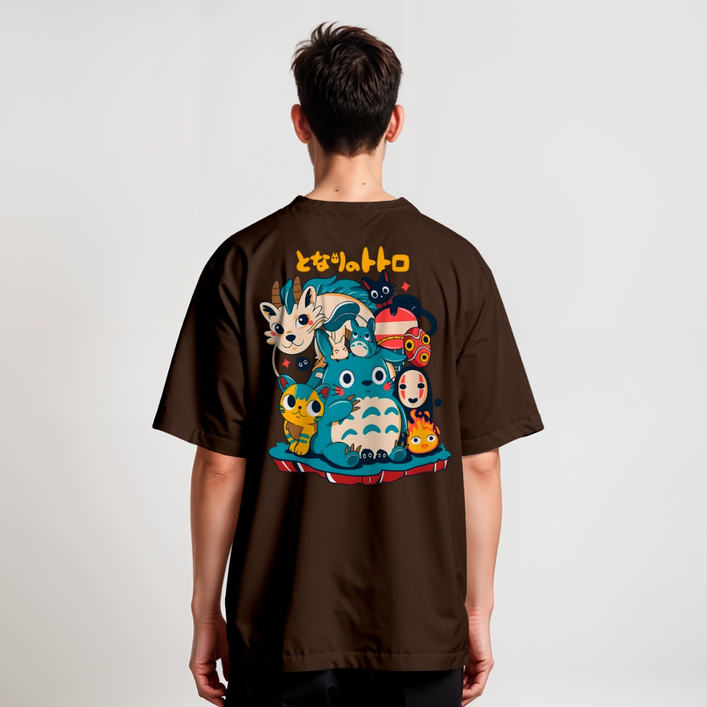 Camiseta Oversized Streetwear Personagens Viagem Castelo Gatos Toto Anime REF 2646 Home Custom