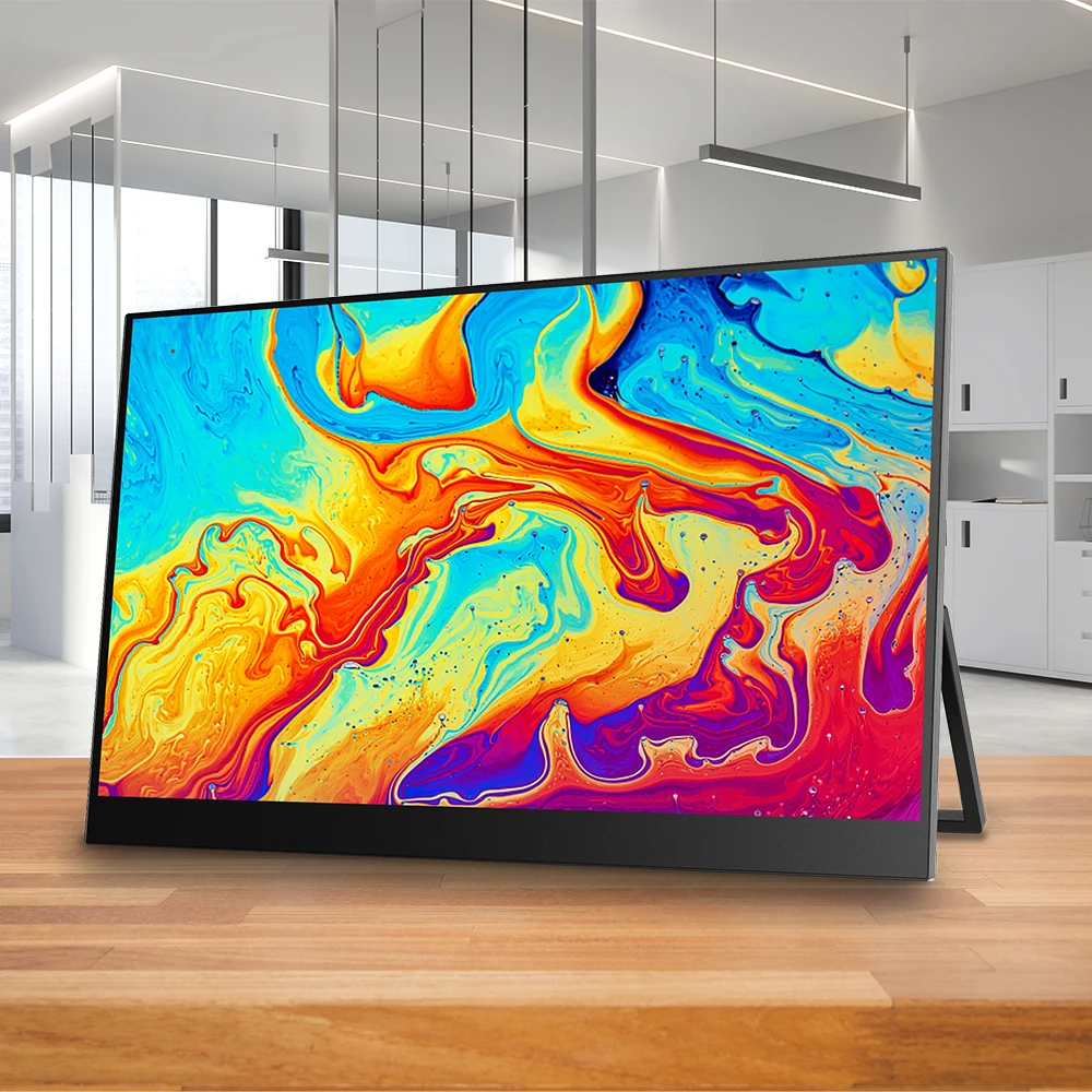 15.6 Inch FHD 1080P IPS Screen Portable Monitor Dual Speakers Type-C HD Mini LCD For Laptop PC Phone Tablet PS5-USB Connections