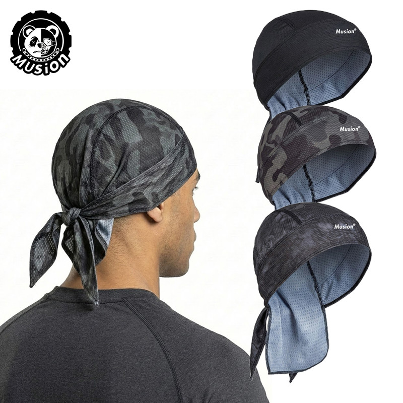 Musion Camouflage Pirate Cap Quick Dry Respirável Head Wra , Sweat Wicking Skull Para Motocicleta Ciclismo Corrida Espor