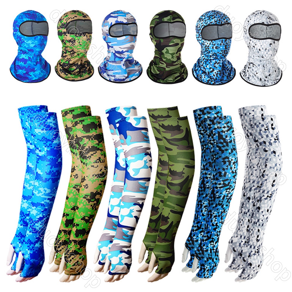 Manga Do Braço + Bandana buff CAMOUFLAGE Anti-Pó Bicicleta UV Equipamento Esportivo Para Pesca Ao Ar Livre