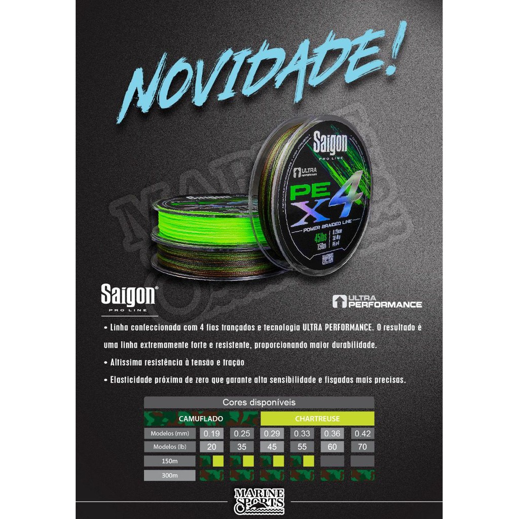 Linha Multifilamento Saigon X4 Camouflage 35lbs 0,25mm  300mts (DISPONIVEL 3 UND)