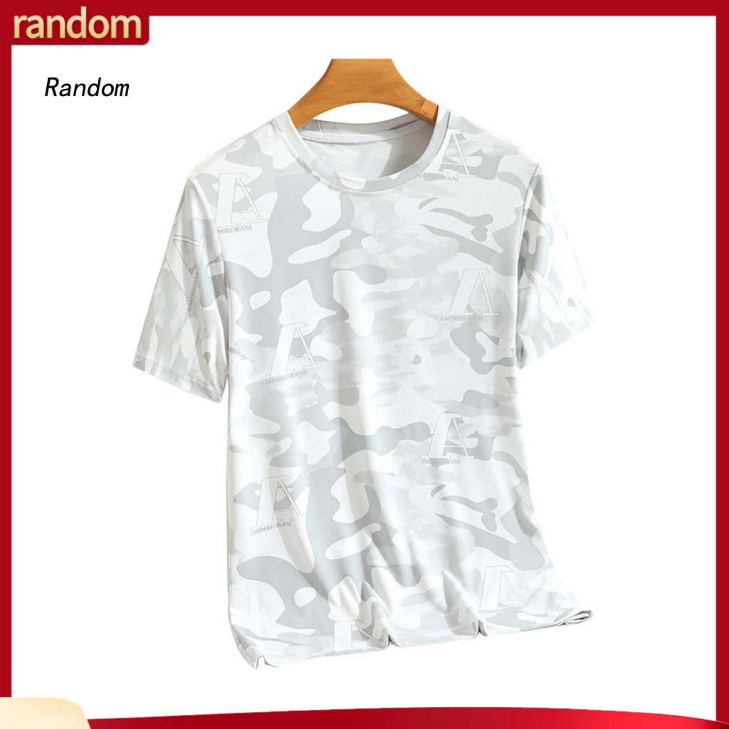 Men Energetic Summer Top Camouflage T-shirt Men's Casual Loose Fit O-neck Short Sleeve Breathable Sports Fitness with Co