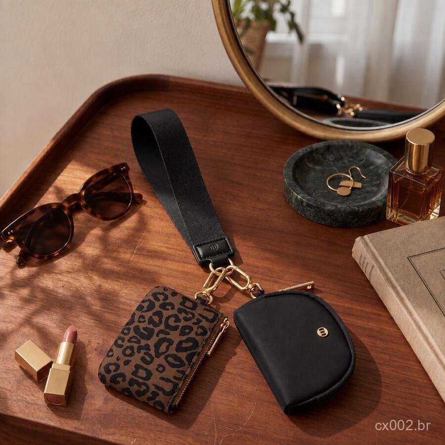Mini Zip Around Wristlet Wallet For Women, Dual Pouch Coin Purse With Detachable Wrist Lanyard, Card Holder For Keys, Ca