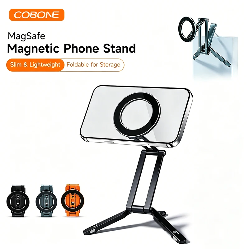 COBONE Magnetic Phone Tripod Holder Foldable Adjustable with Arca-Swiss for Phone Vlog Portable Desktop Phone Mount for Travel