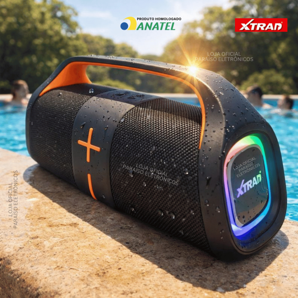 Caixa de Som Portátil WAVE BOX Bluetooth POTENTE 3600mAh TWS Prova d'Água Pen Drive