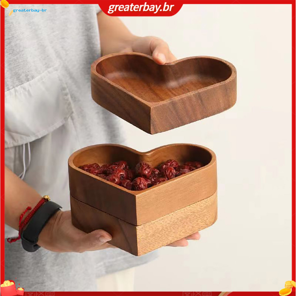 Rustic Wooden Heart-shaped Stackable Serving Trays Multi-tier Candy Nut Snack Dish for Coffee Table Home Decor – Perfe