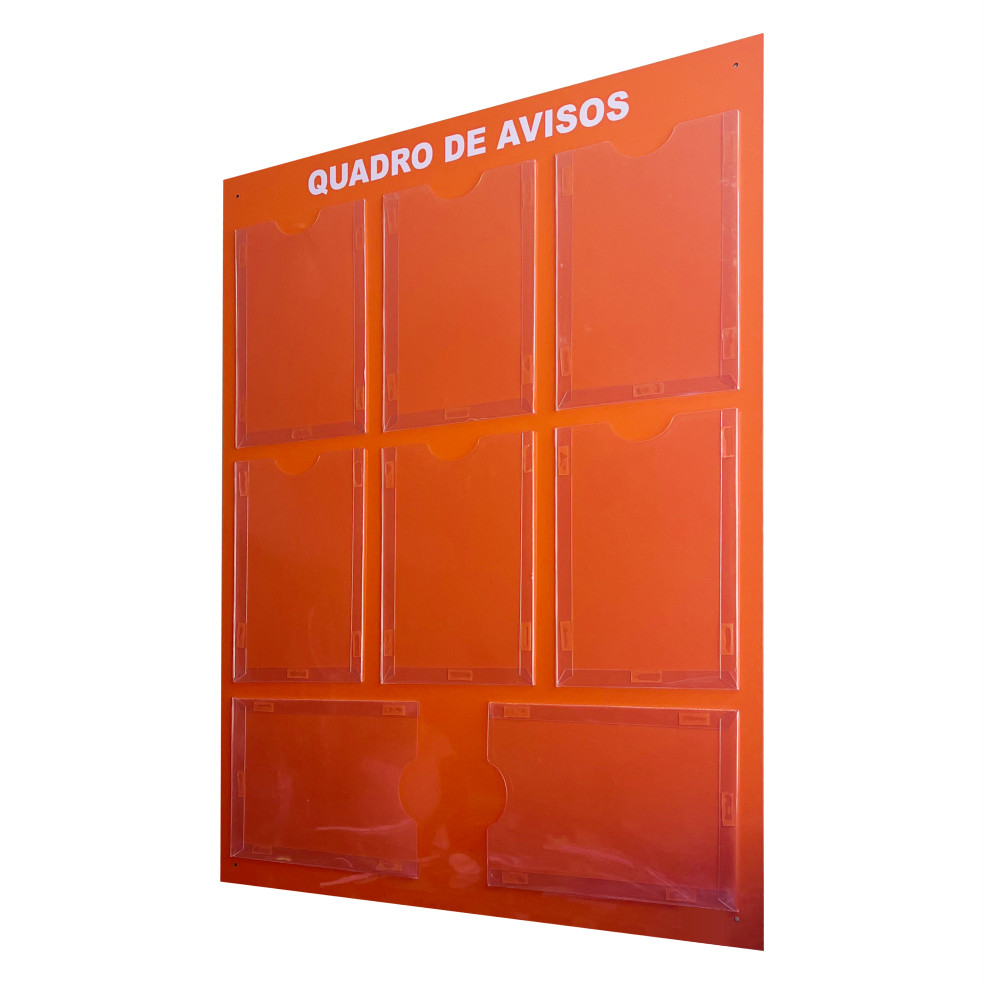 Quadro Aviso Gestão Á Vista 8 Displays A4 ACM Laranja