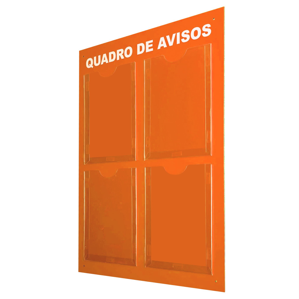 Quadro Aviso Gestão Á Vista 4 Displays A4 ACM Laranja