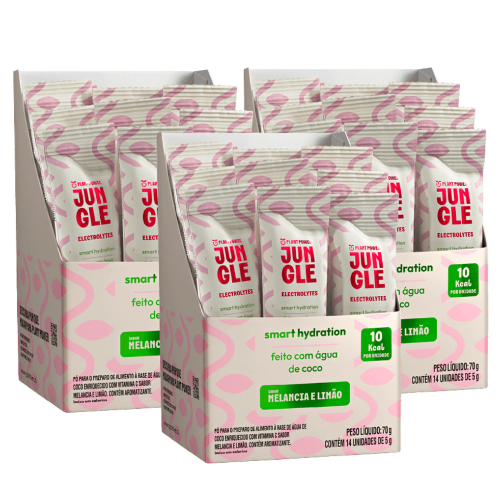 3x Jungle Eletrolytes Stick Plant Power Melancia e Limão 14 unidades 5g