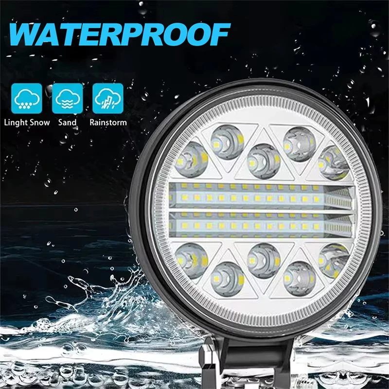 Adequado para carros e SUV redondos 102W LED conjunto de faróis de neblina (34 contas de luz LED, 12V/24V, Off-Road, 6.0